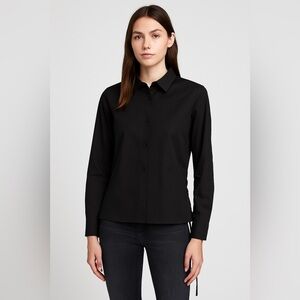 Derek Lam 10 Crosby Corset Back Tie Black Button Down Top Size 8 NWT